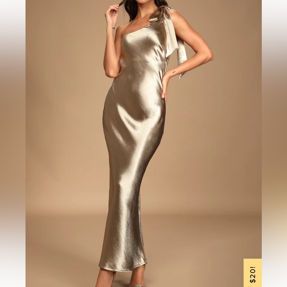 Gold Satin One Shoulder Dress